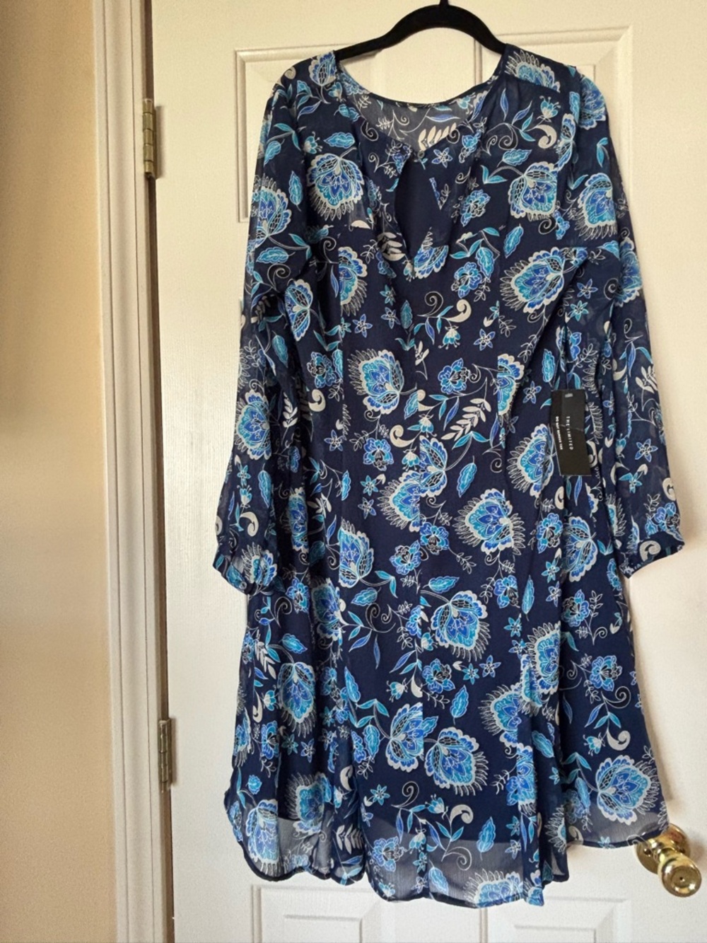 The Limited Navy Blue Floral Sleeveless Dress
